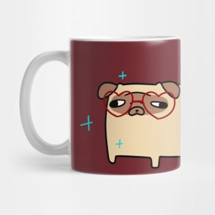 Heart Glasses Pug Mug